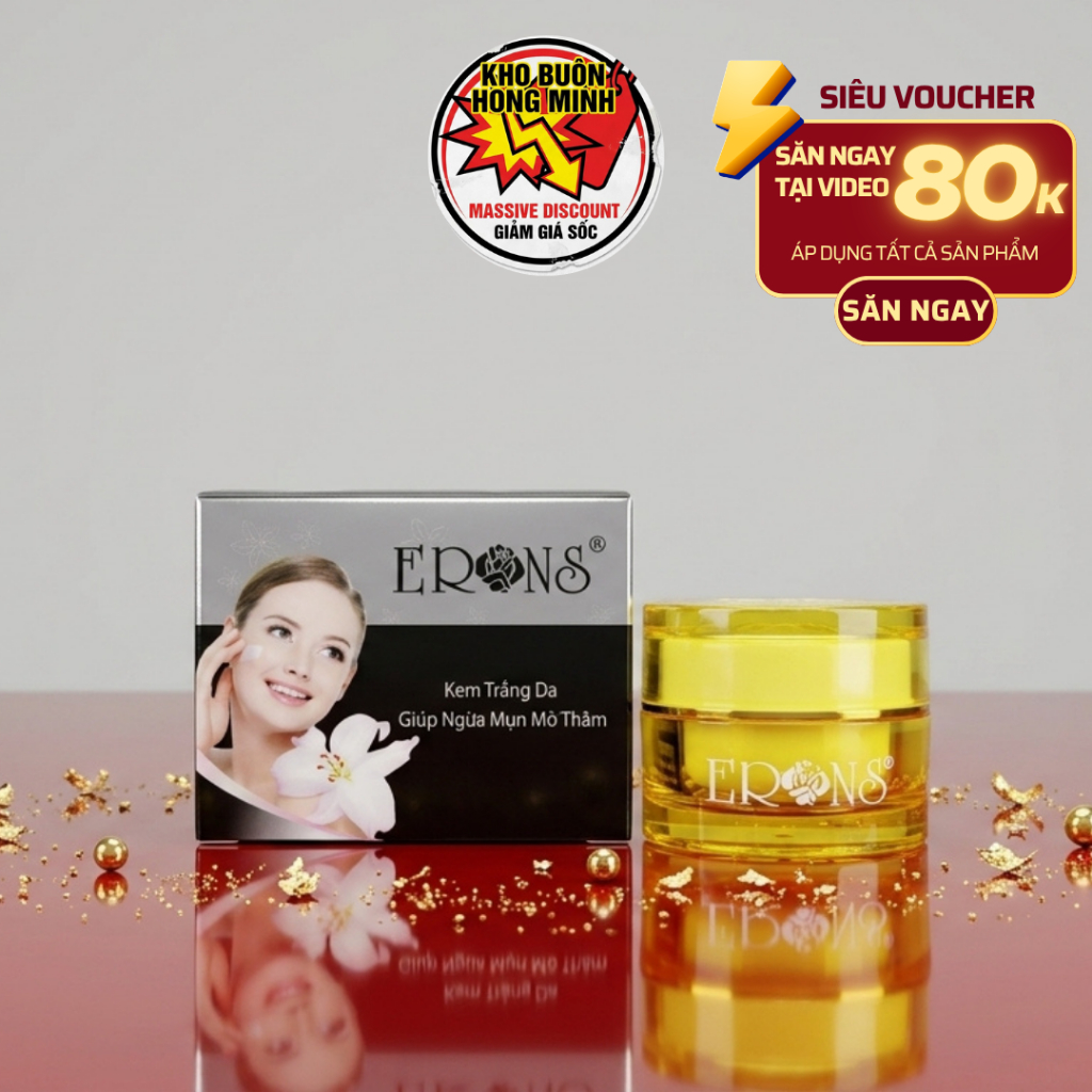Kem Trắng Da Ngừa Mụn Mờ Vết Thâm Erons Nhau Thai Cừu Tái Tạo Lão Hóa Da (Đen-Trắng)