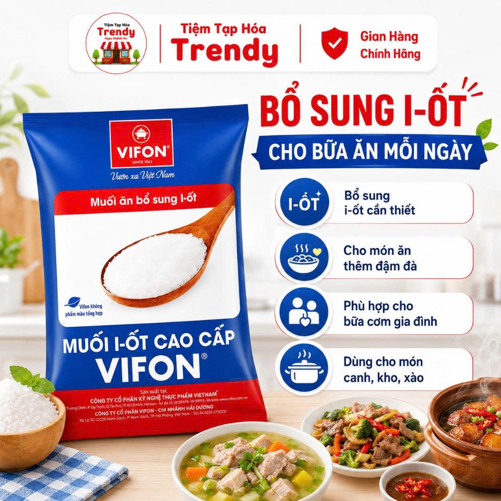 Muối I-Ốt Cao Cấp Vifon 450G - Tinh Khiết, Sạch An Toàn, Gia Vị Thiết Yếu Cho Mọi Gian Bếp