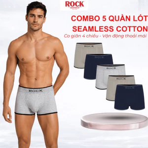 Combo 5 Quần lót nam dáng đùi ROCK QA516 thoáng khí, Sịp nam viền đen cá tính, dệt kim ôm dáng thoải mái