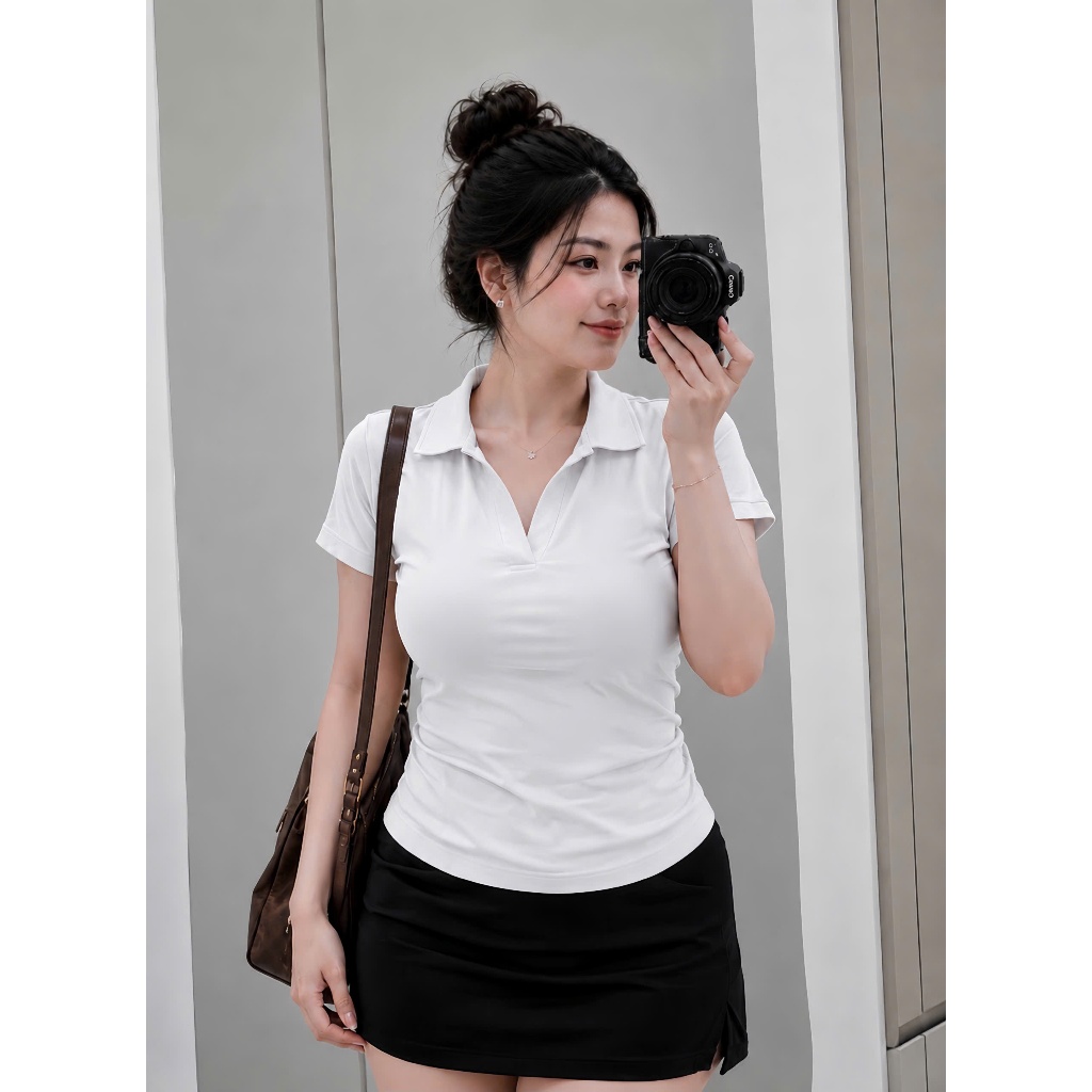 Áo Thun Kiểu Bigsize Nữ Áo Polo Chất Borib Co Dãn Tôn Dáng Ôm Body Cho Các Nàng Chubby ACB