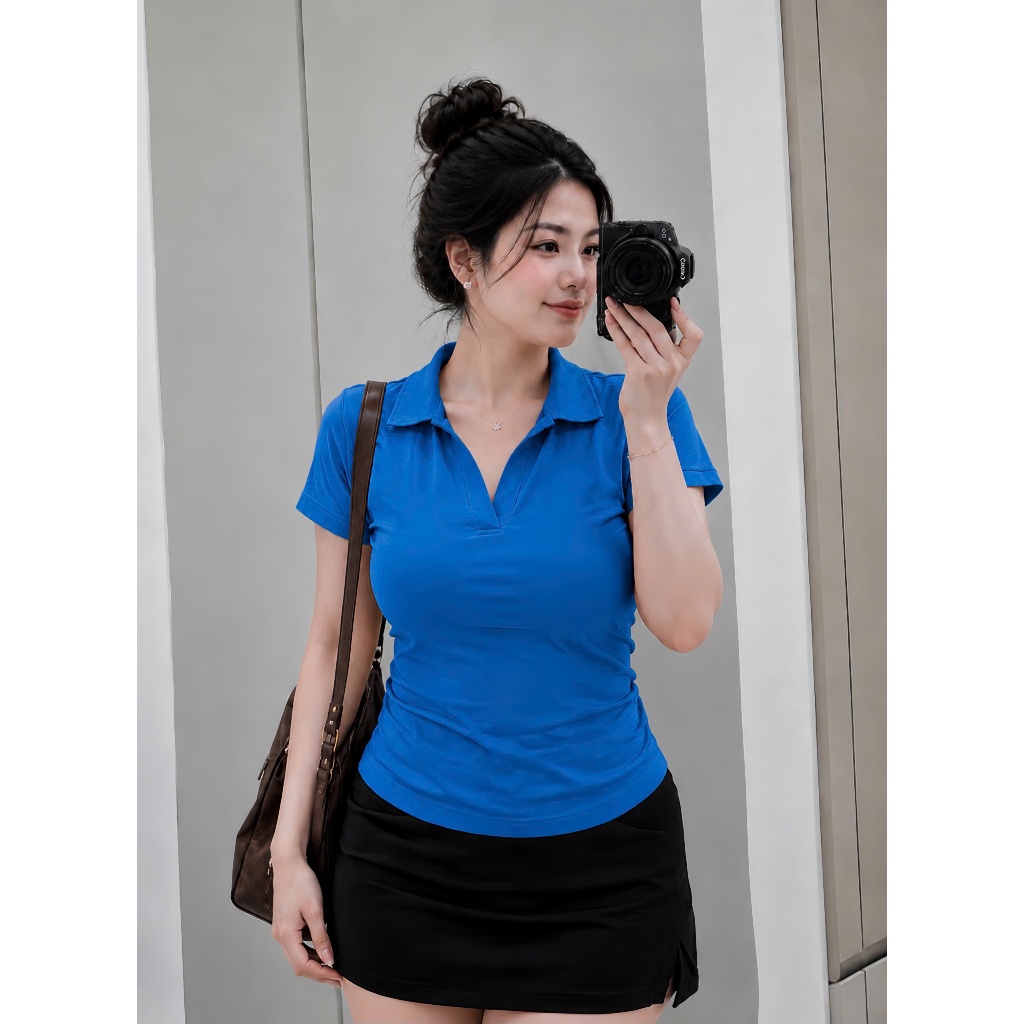 Áo Thun Kiểu Bigsize Nữ Áo Polo Chất Borib Co Dãn Tôn Dáng Ôm Body Cho Các Nàng Chubby ACB
