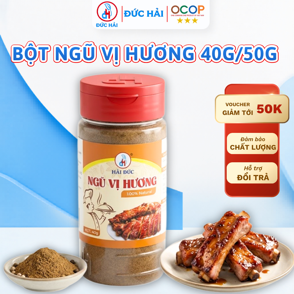 Bột Ngũ Vị Hương Đức Hải thơm đậm đà Gia Vị Ướp Nướng Kho Chiên Ngon 40G 50G - Đức Hải Food