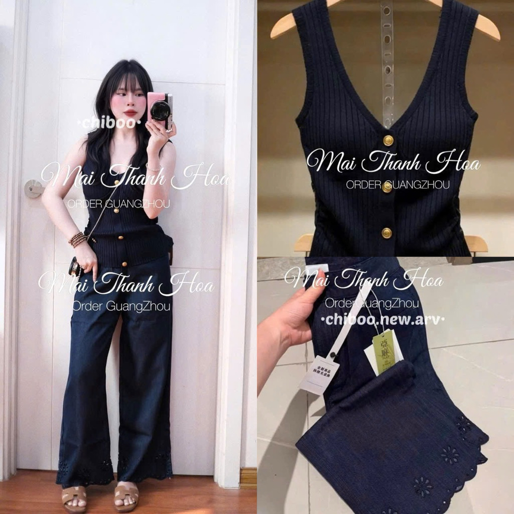 [𝐒𝐮𝐙𝐲] (Sẵn SM) Quần Jeans Giấy Gấu Hoa QCCC (Dài 90cm)