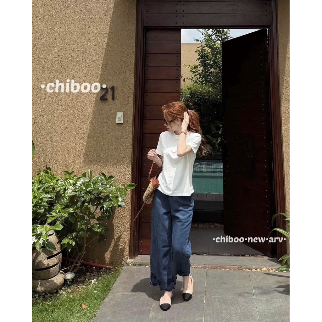 [𝐒𝐮𝐙𝐲] (Sẵn SM) Quần Jeans Giấy Gấu Hoa QCCC (Dài 90cm)