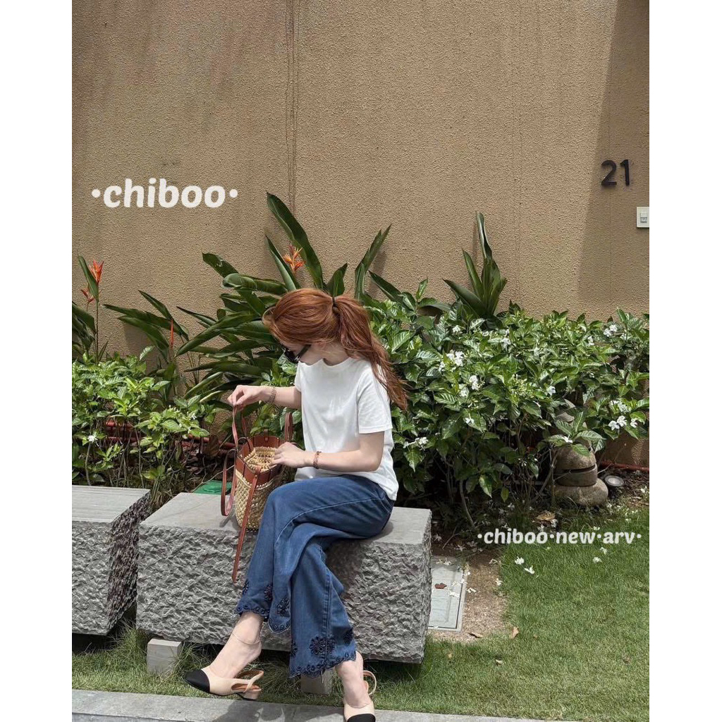 [𝐒𝐮𝐙𝐲] (Sẵn SM) Quần Jeans Giấy Gấu Hoa QCCC (Dài 90cm)