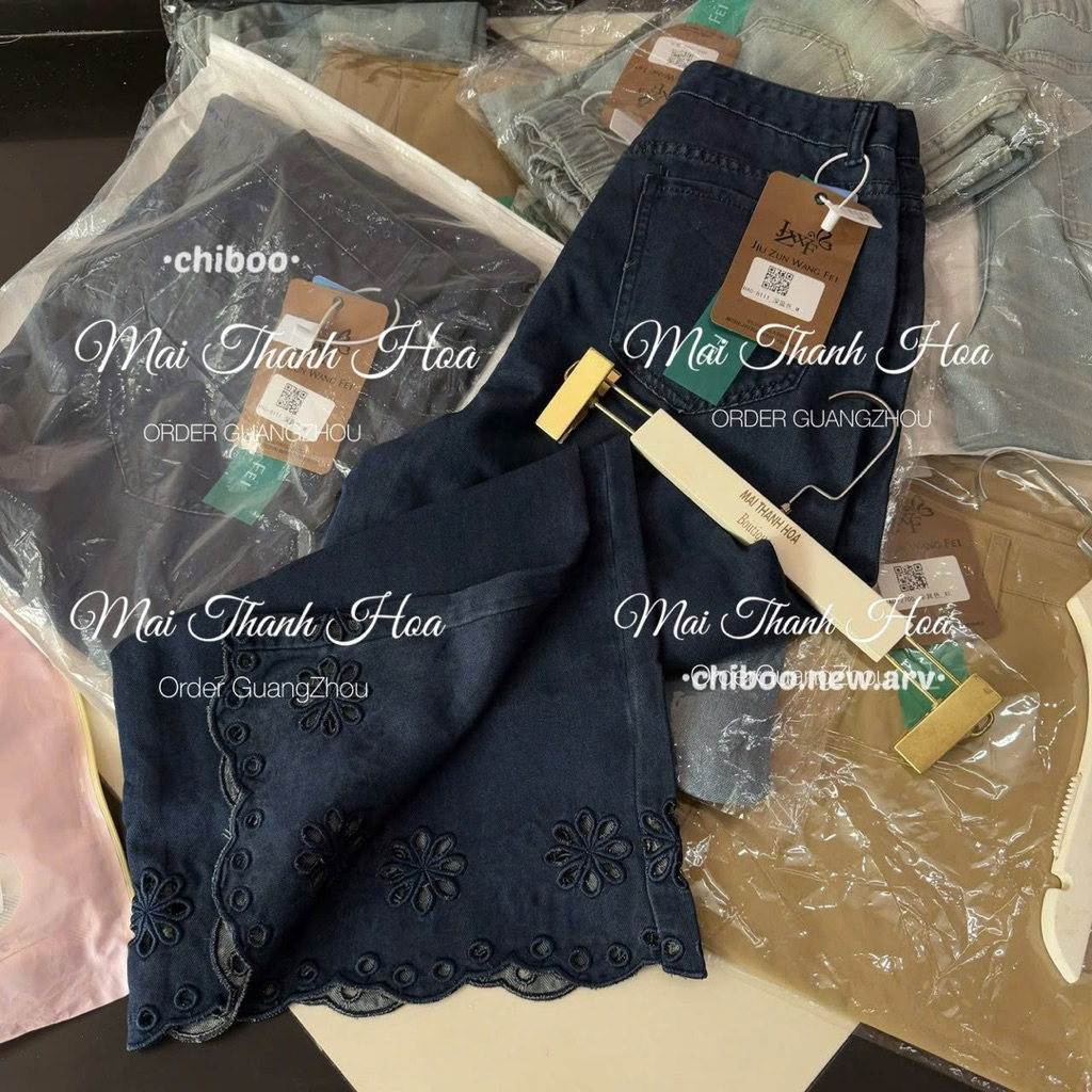 [𝐒𝐮𝐙𝐲] (Sẵn SM) Quần Jeans Giấy Gấu Hoa QCCC (Dài 90cm)