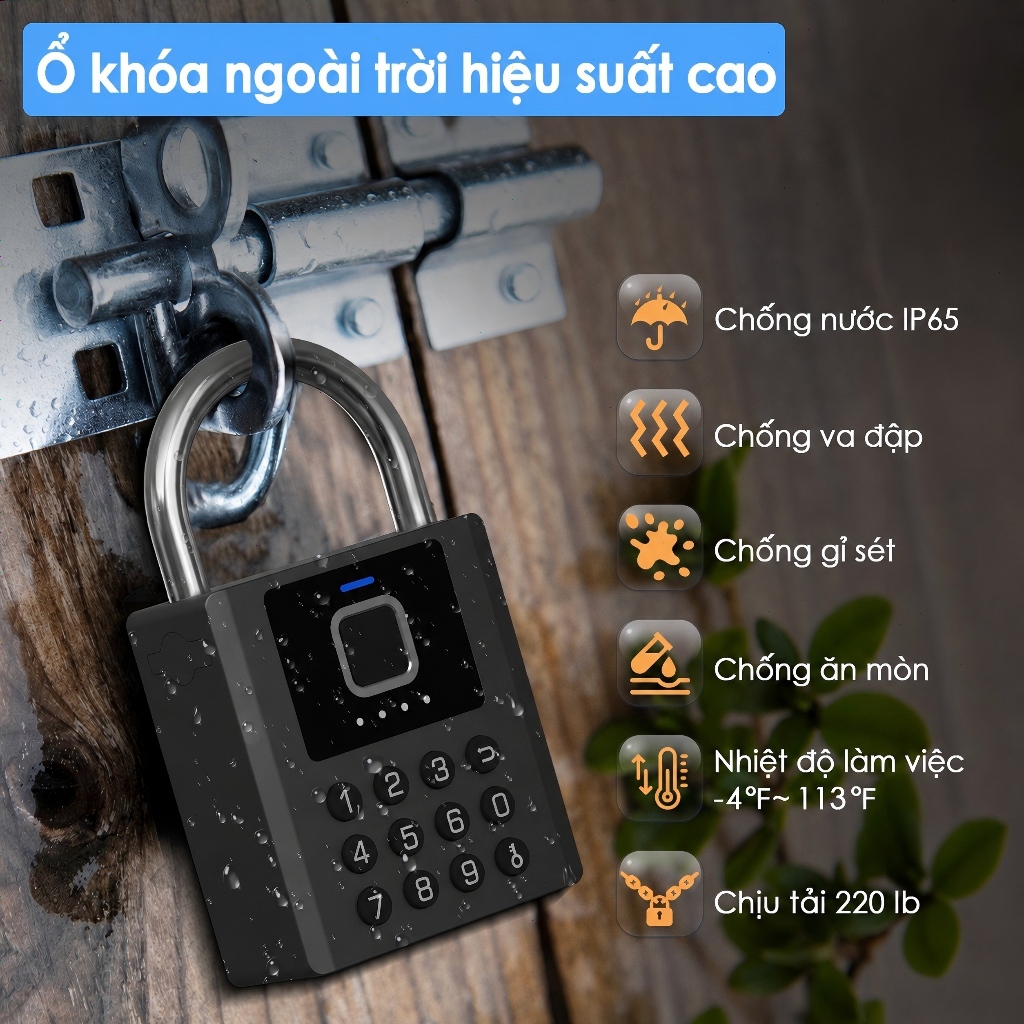 Ổ Khóa Vân Tay Chống Cắt，eLinkSmart Lock Khóa kết hợp Ổ khóa vân tay thông minh Điều khiển từ xa