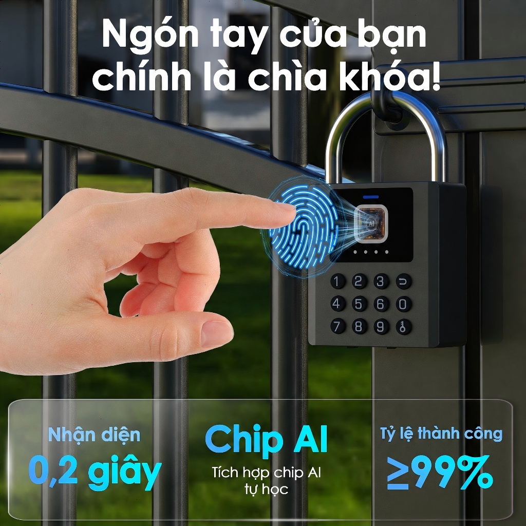 Ổ Khóa Vân Tay Chống Cắt，eLinkSmart Lock Khóa kết hợp Ổ khóa vân tay thông minh Điều khiển từ xa