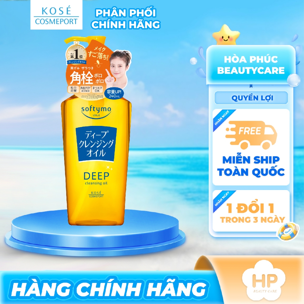Dầu Tẩy Trang Giúp Làm Sạch Sâu Lớp Trang Điểm Kosé Softymo Deep Cleansing Oil (Chai 240mL)