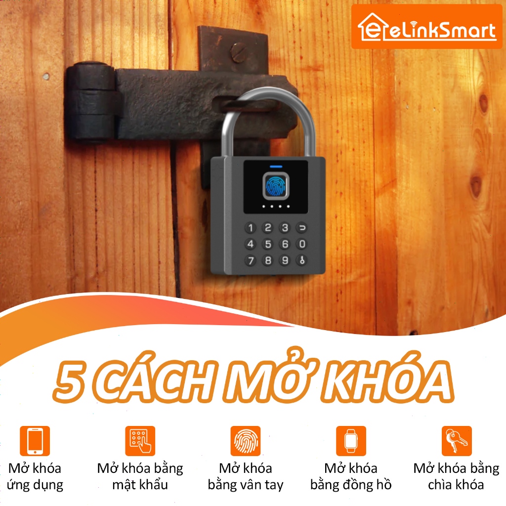Ổ Khóa Vân Tay Chống Cắt，eLinkSmart Lock Khóa kết hợp Ổ khóa vân tay thông minh Điều khiển từ xa