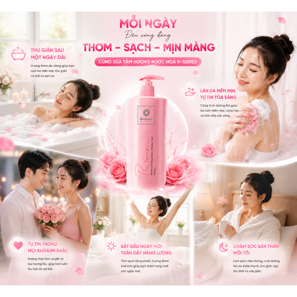 Sữa tắm làm sạch sâu mịn da thơm lâu dài bọt dày làm sáng da sữa tắm 500ml