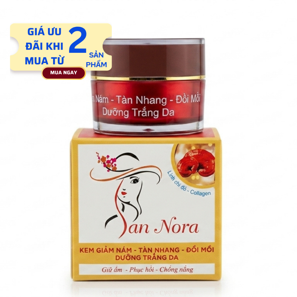 Kem Nám Tàn nhang dưỡng Trắng da Giữ ẩm Chống lão hóa Đồi mồi Se khít lỗ chân lông San Nora 10g 18g (đỏ-vàng)