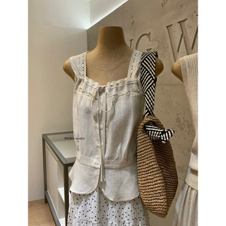 𝐏𝐡𝐢𝐞𝐧 𝐖𝐆𝐖𝐄 | (Sẵn) w9740 Áo Thô 2 Dây Phối Ren Màu Be