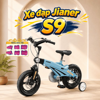 Xe đạp trẻ em Jianer S9 tăng chiều dài khung, gập tay lái, vành đúc chắc chắn size 12-16 inch 4 màu xanh/đồng/hồng/vàng