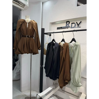 Váy Tay Choàng Vai Tơ Cổ Tròn Mix Hoa Trà Rdy