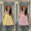 Áo baby doll hai dây thắt nơ vai kẻ xanh , hồng , vàng 🌺Áo styles Hàn Quốc