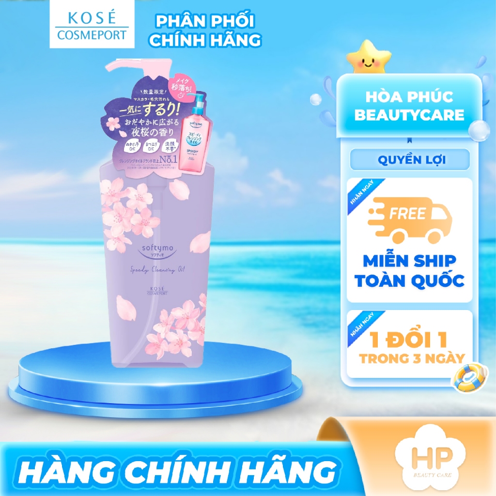 Dầu Tẩy Trang Dịu Nhẹ Làn Da Hương Sakura Bản Giới Hạn Kosé Softymo Speedy Cleansing Oil (240g)