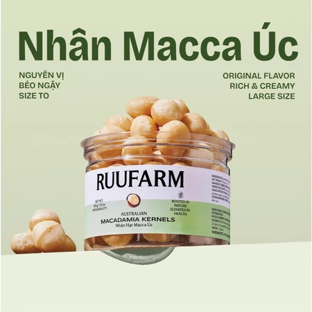 Nhân hạt macca Úc hộp 220g, 500g Ruufarm