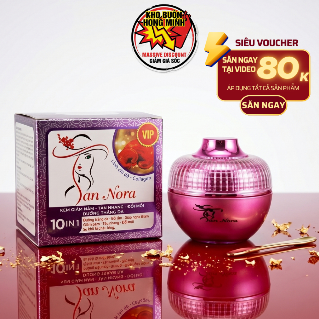 Kem Giúp Cải Thiện Nếp Nhăn Tàn Nhang Cấp Ẩm Cho Làn Da Mịn Màng - San Nora 10in1 (Tím Trắng)