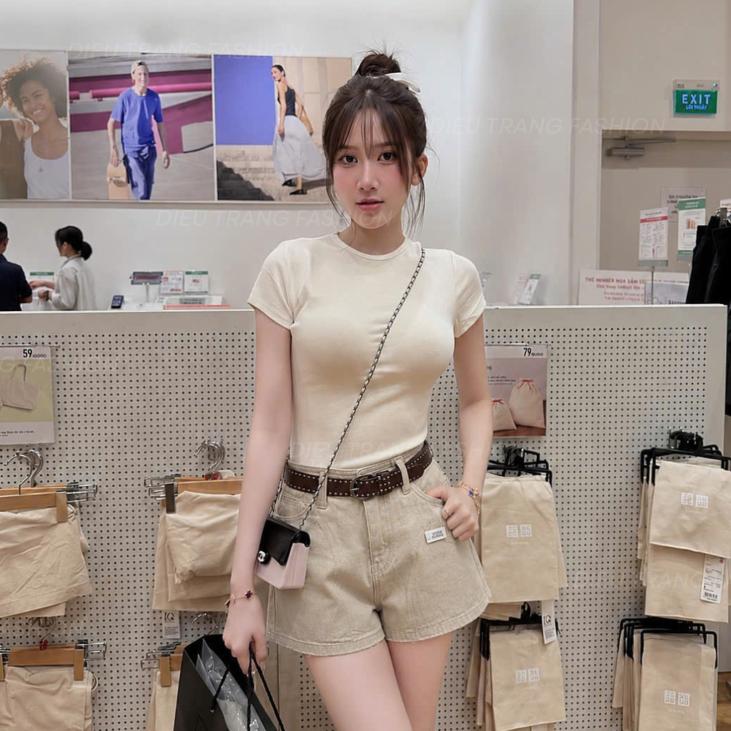 Quần Short Jean Nữ Form Chữ A Bigsize Lưng Cao Tôn Dáng Che Khuyết Điểm Diệu Trang Fashion QC1315