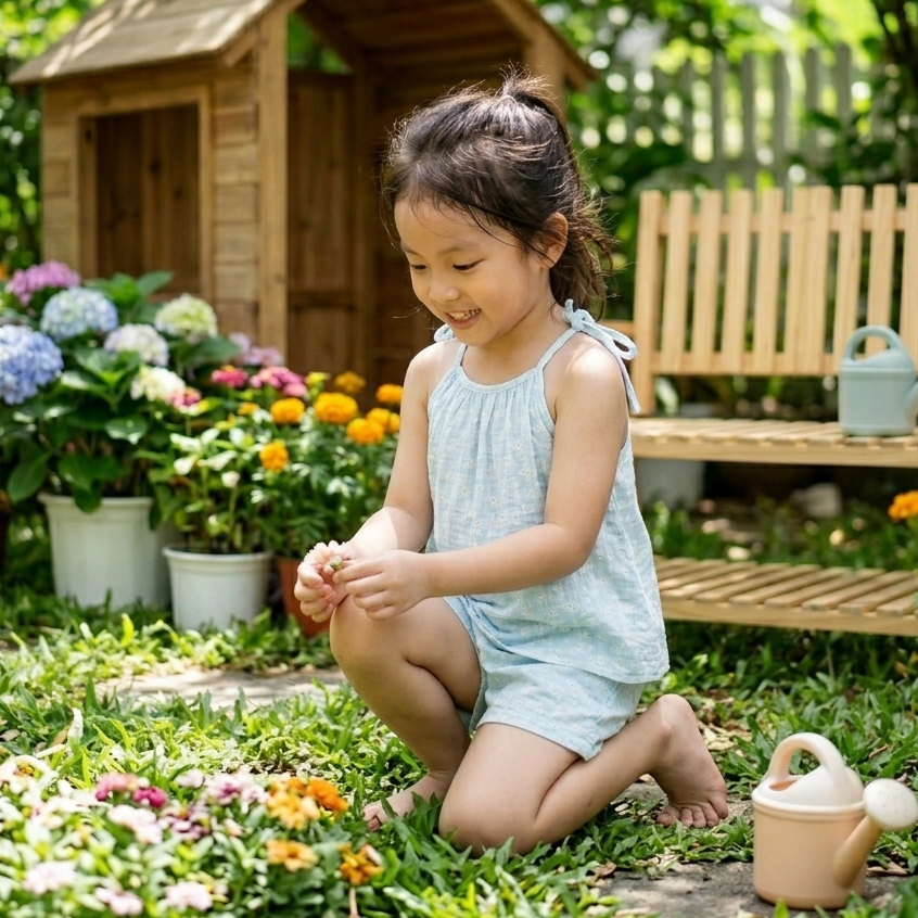 Bộ đùi áo yếm bé gái xô muslin XM02 Lá Homewear, bộ hai dây mùa hè mát nhẹ cho bé
