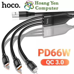 Cáp Sạc 3in1 HOCO U104 66W 1.2m – Thiết Kế Chống Rối, Chống Gãy – BH 6 Tháng – Hoàng Yến Computer