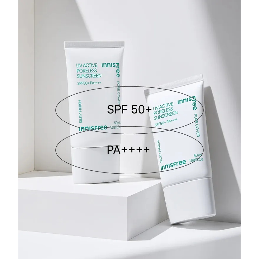 Kem Chống Nắng Innisfree UV Active Poreless Sunscreen SPF50+ PA++++ 50ml – Kiềm Dầu, Mịn Da, Chống Nắng Hằng Ngày [MP8]