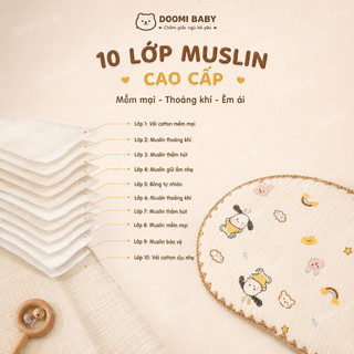 Gối 10 Lớp Cao Cấp Loại 1 Thấm Hút Mồ Hôi Cho Bé - Doomi Baby - HT639 - HT860