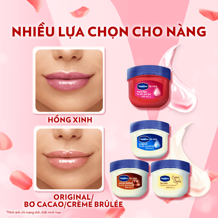 Sáp dưỡng môi Vaseline Lips Care 7g (Tùy chọn Hồng xinh/Mềm mịn/Ngọt Ngào)