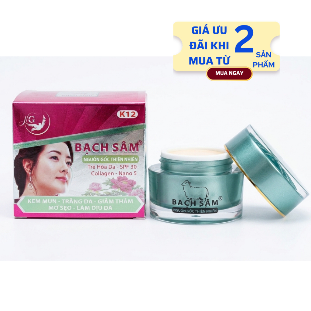 Kem Mụn Trắng Da Liền Sẹo Ngừa Dị Ứng Bạch sâm K12 30g (Tím Xám)