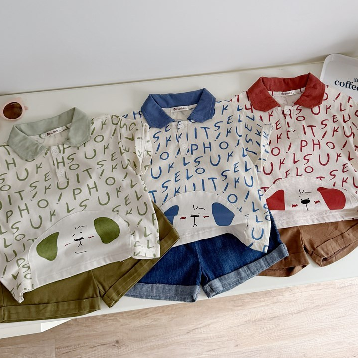 Set bộ polo cộc tay bé trai Miniumbaby mix tai cún may liền xinh xắn, chất vải cotton mềm mại SB2670