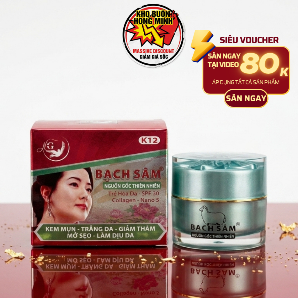 Kem Mụn Trắng Da Liền Sẹo Ngừa Dị Ứng Bạch sâm K12 30g (Tím Xám)