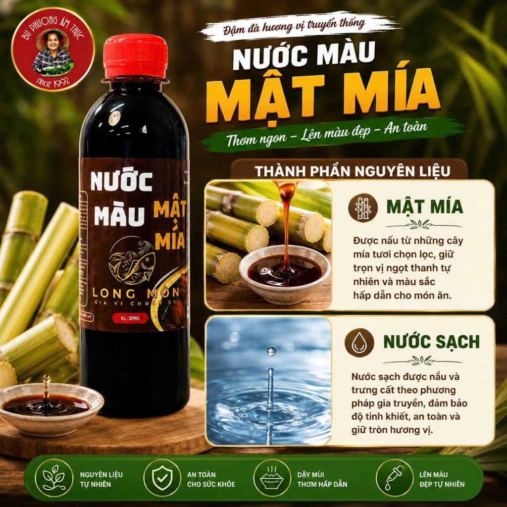 Chai Nước Màu (Nước Hàng) Mật Mía 399G Bu Phương Ẩm Thực (Nước tạo màu cho các món kho)