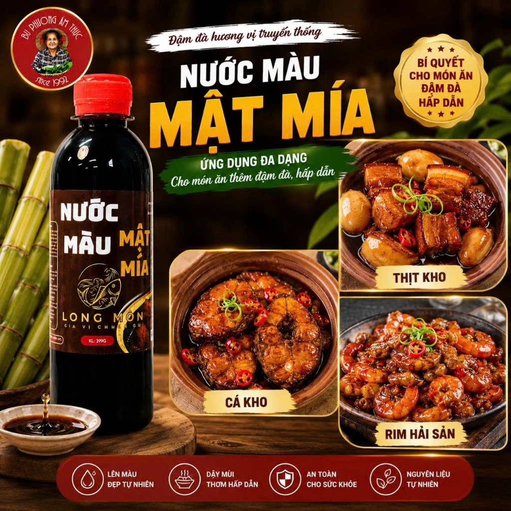 Chai Nước Màu (Nước Hàng) Mật Mía 399G Bu Phương Ẩm Thực (Nước tạo màu cho các món kho)
