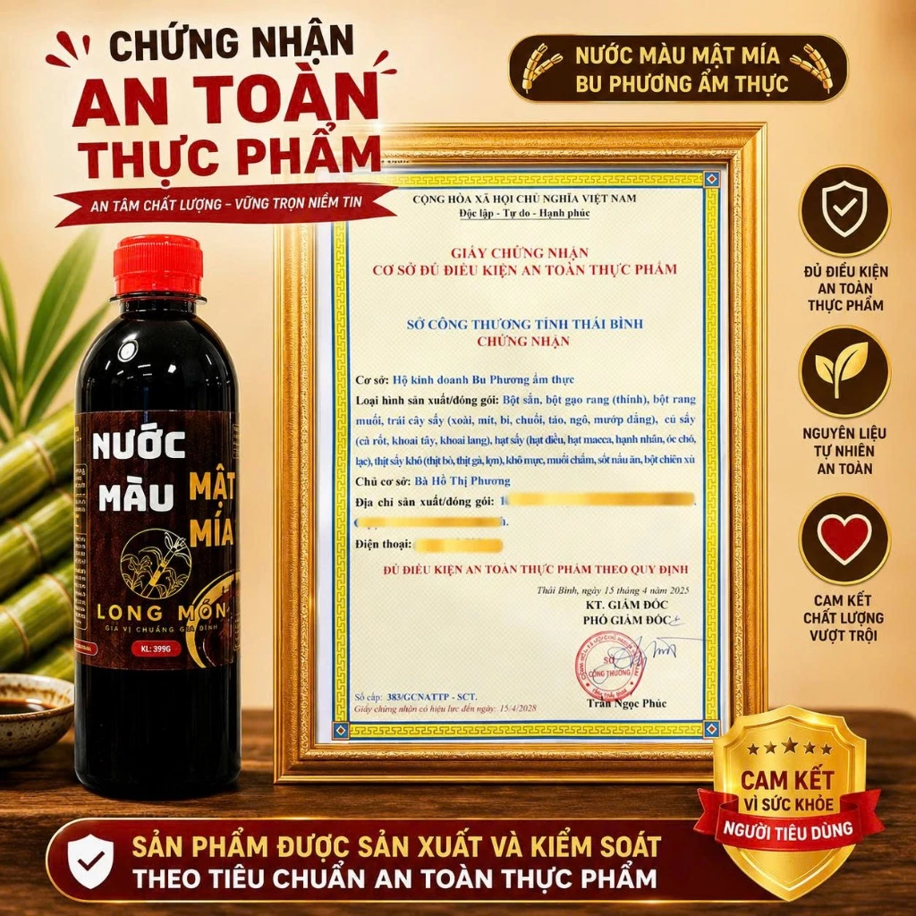 Chai Nước Màu (Nước Hàng) Mật Mía 399G Bu Phương Ẩm Thực (Nước tạo màu cho các món kho)