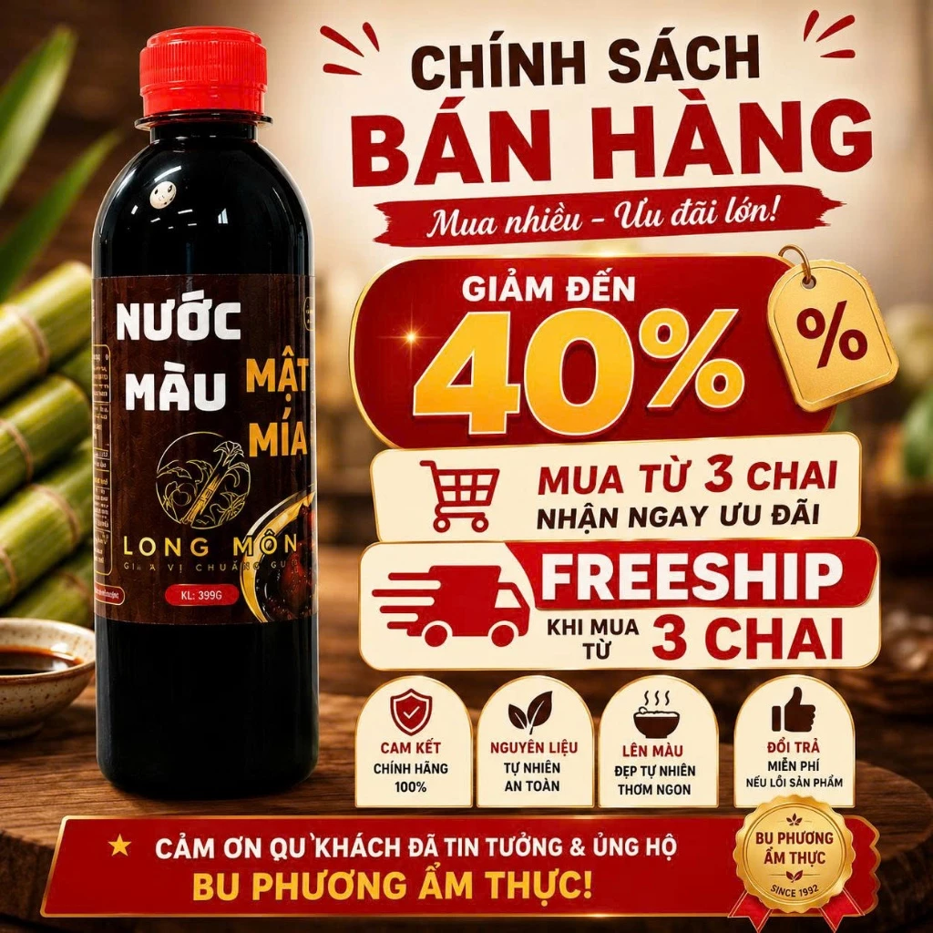 Chai Nước Màu (Nước Hàng) Mật Mía 399G Bu Phương Ẩm Thực (Nước tạo màu cho các món kho)