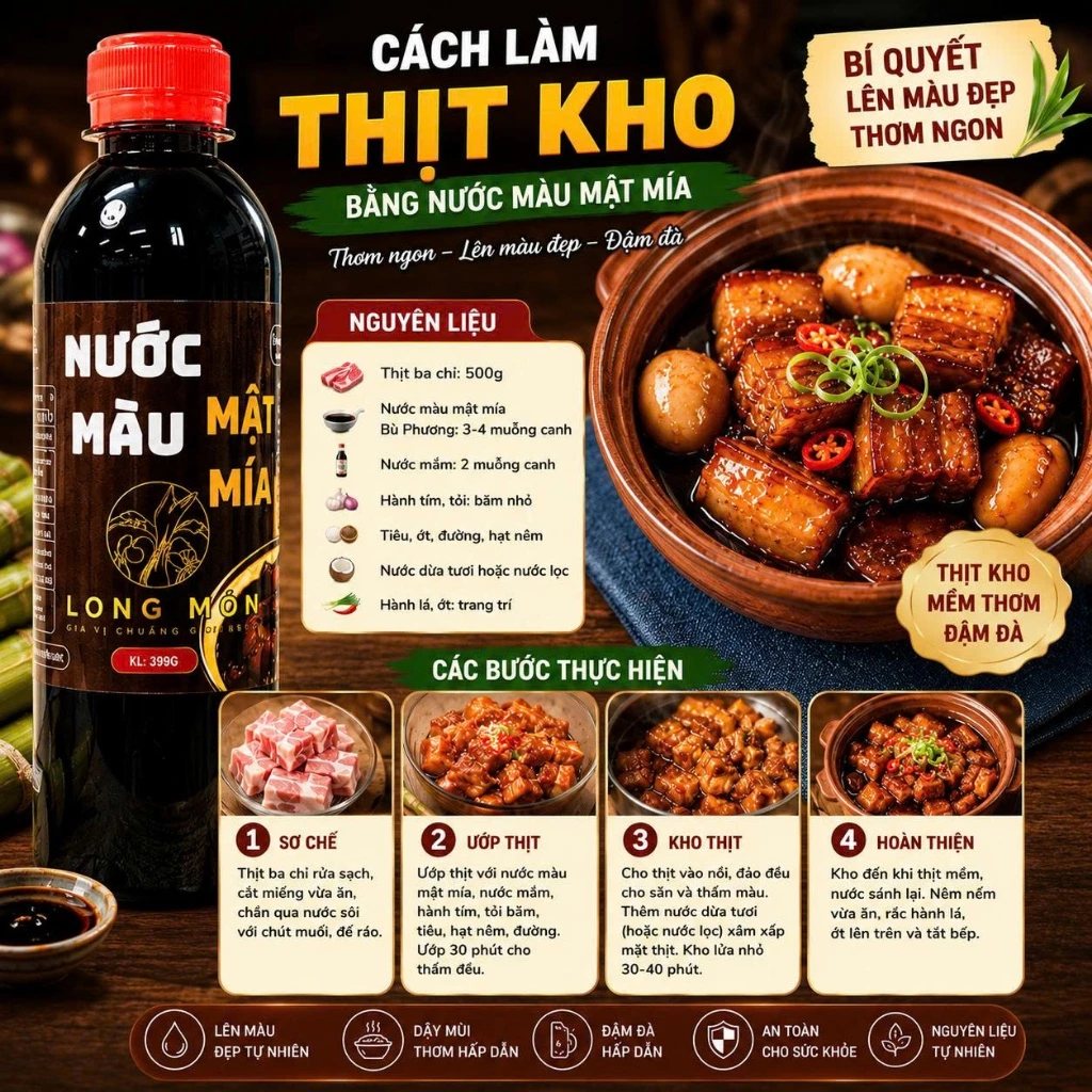 Chai Nước Màu (Nước Hàng) Mật Mía 399G Bu Phương Ẩm Thực (Nước tạo màu cho các món kho)