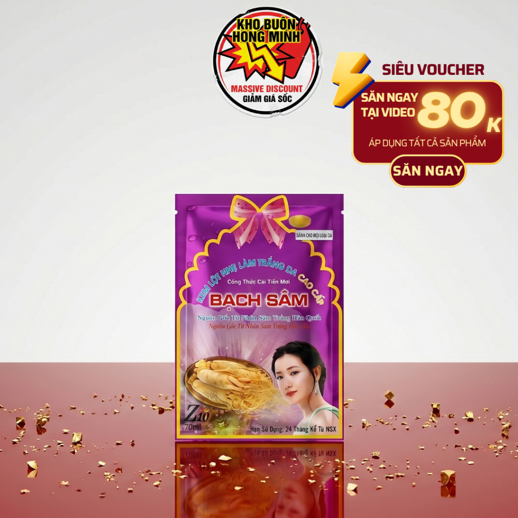 Kem Tẩy Da Chết Nhân Sâm Hàn Quốc Bạch Sâm 70ml Giúp Trắng Da Toàn Diện Mỏng Mịn Tự Nhiên (Tím)
