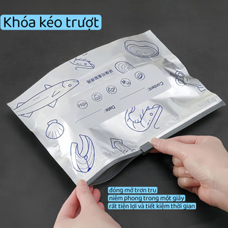 Gói Kết Hợp Lá Nhôm Túi Giữ Tươi Bảo Quản Thực Phẩm Giữ Tươi Khóa Dây Kéo Mạnh Bền Có Thể Tái Sử Dụng