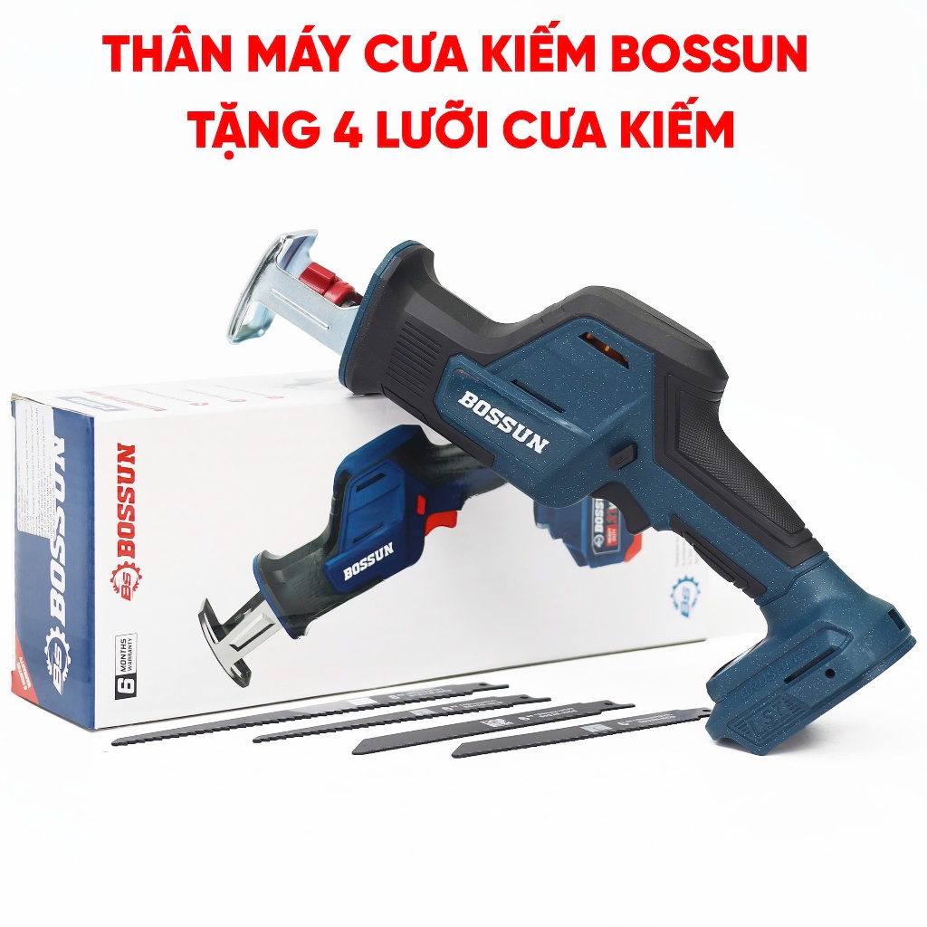 Tặng 4 lưỡi cắt - Máy cưa kiếm dùng Bossun BS-CK25BL 3 cấp chỉnh tốc độ Chân phổ thông 10cell, lưỡi cắt sắc bén