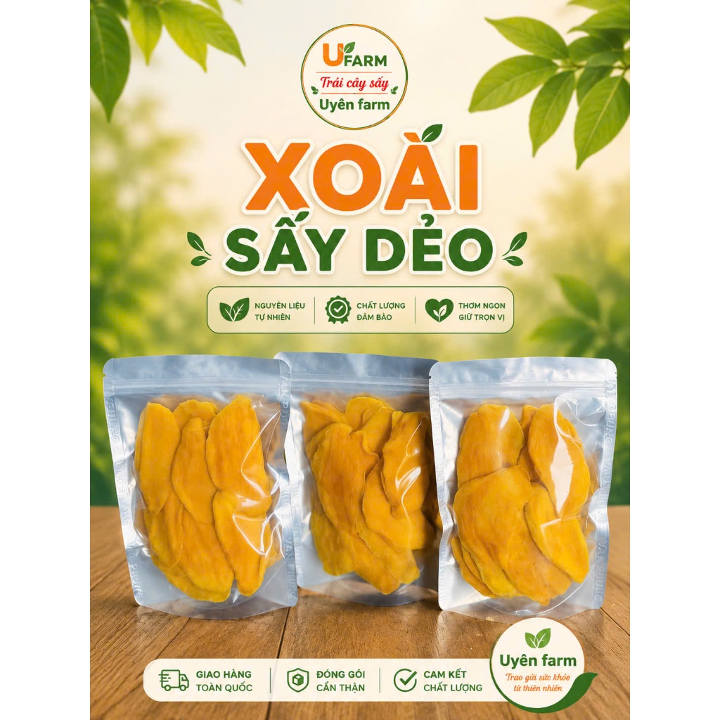 Xoài sấy dẻo chua ngọt tự nhiên,không xơ,đảm bảo atvstp. (Loại dẻo,ngon,không xơ)