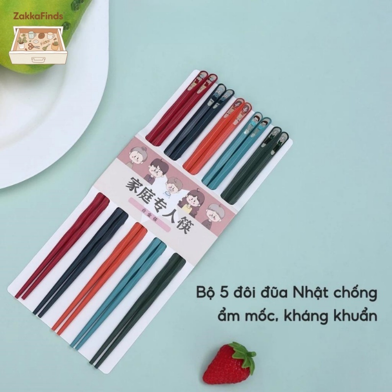SET 5 Đôi đũa ăn Nhật Bản kháng khuẩn chống ẩm mốc Đũa ăn sợi thuỷ tinh chịu nhiệt cao cấp