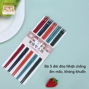 SET 5 Đôi đũa ăn Nhật Bản kháng khuẩn chống ẩm mốc Đũa ăn sợi thuỷ tinh chịu nhiệt cao cấp