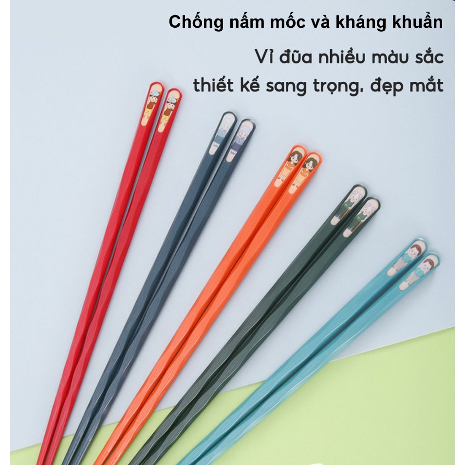 SET 5 Đôi đũa ăn Nhật Bản kháng khuẩn chống ẩm mốc Đũa ăn sợi thuỷ tinh chịu nhiệt cao cấp