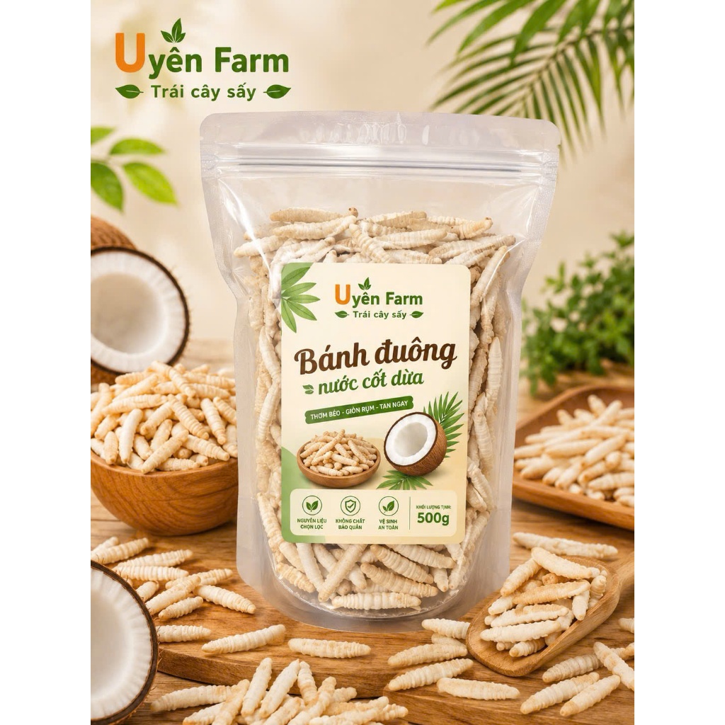 Bánh Đuông Sữa Dừa,Bánh Con Sùng,Đặc Sản Bến Tre,Đậm Vị Cốt Dừa (Date mới)