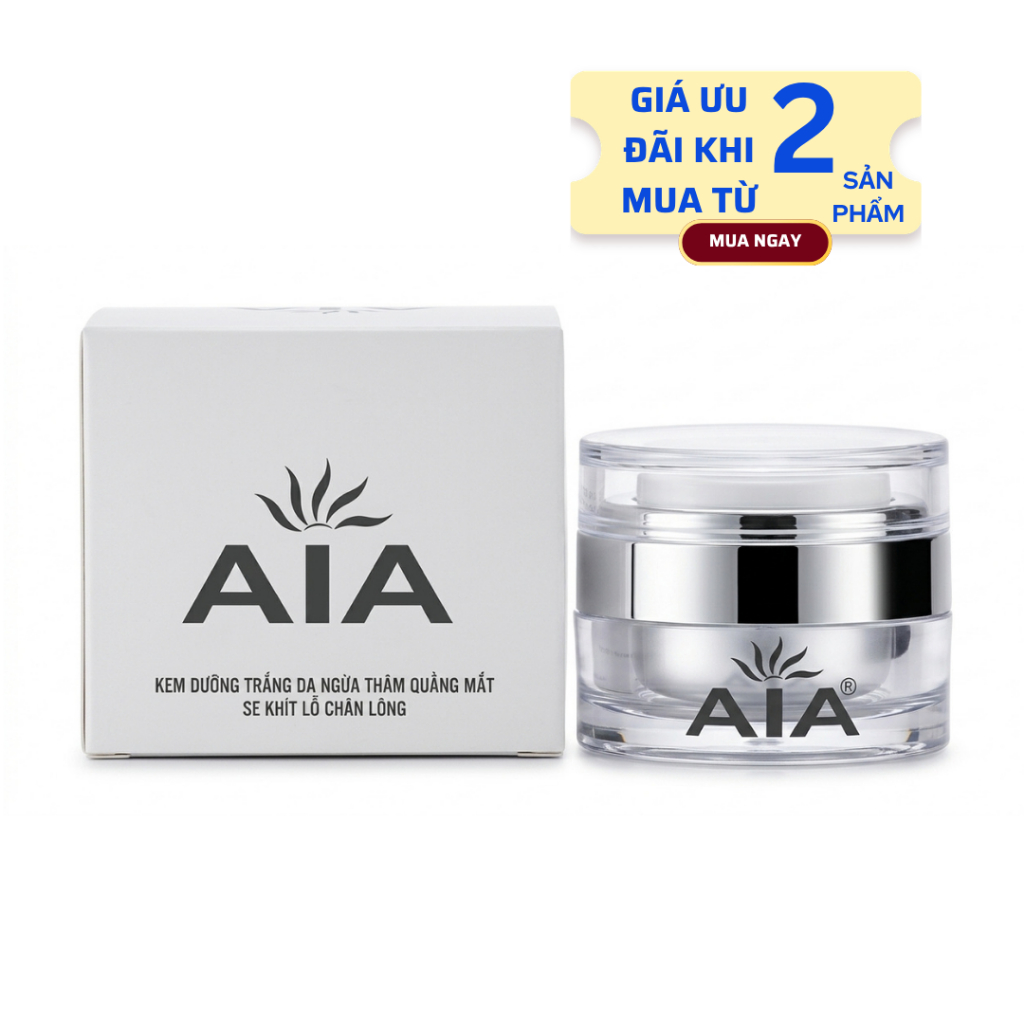 Kem AIA Dưỡng Trắng Da Mặt Mờ Thâm Sạm Se Khít Lỗ Chân Lông Chính Hãng 20g (Hồng Vàng)