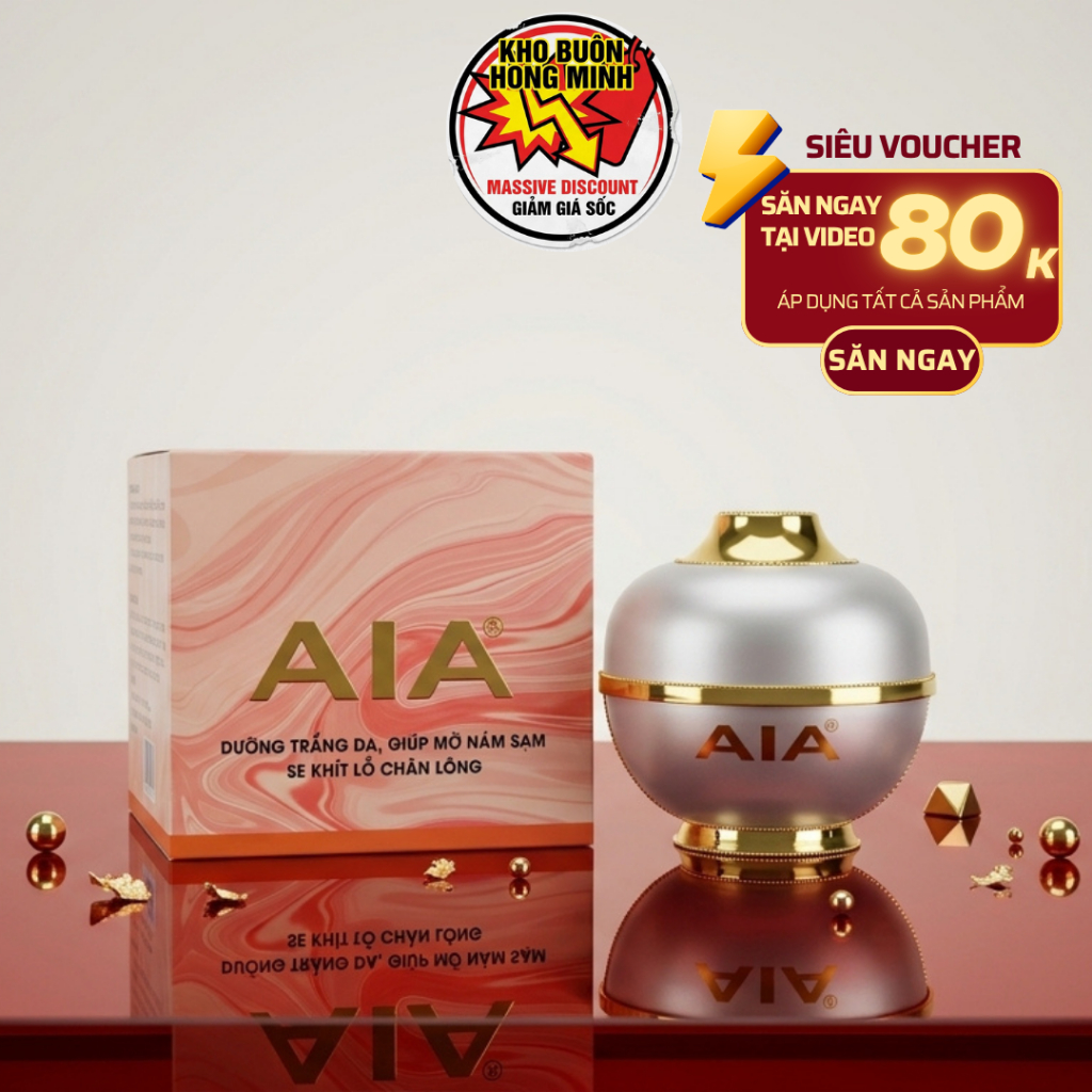 Kem AIA Dưỡng Trắng Da Mặt Mờ Thâm Sạm Se Khít Lỗ Chân Lông Chính Hãng 20g (Hồng Vàng)
