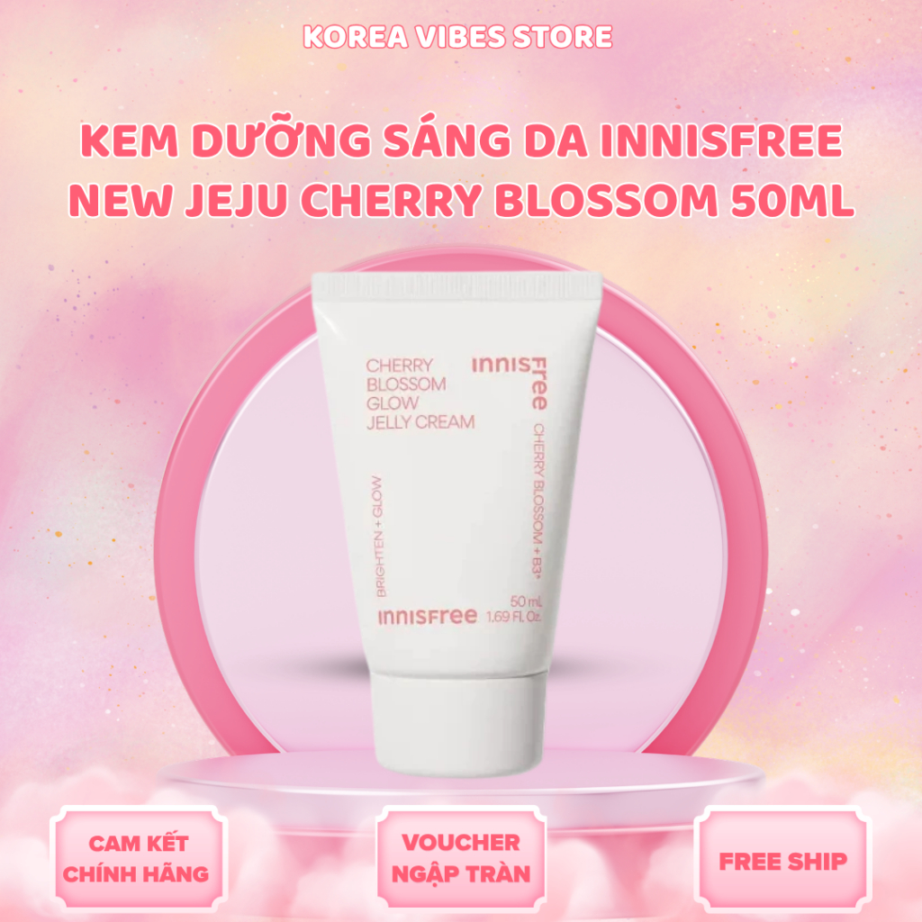 Kem Dưỡng Sáng Da INNISFREE New Jeju Cherry Blossom Glow Jelly Cream 50ml – Dưỡng Ẩm, Làm Mịn Da [MP10]