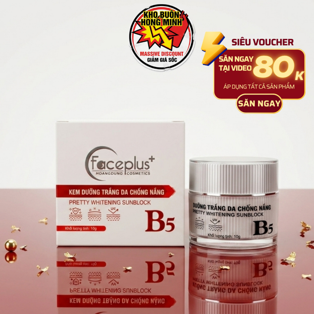 Kem Dưỡng Sáng Da Mặt Chống Nắng Kem Face Plus 10g B5 Giúp Nâng Tông Khô Thoáng Da (Trắng Đỏ)