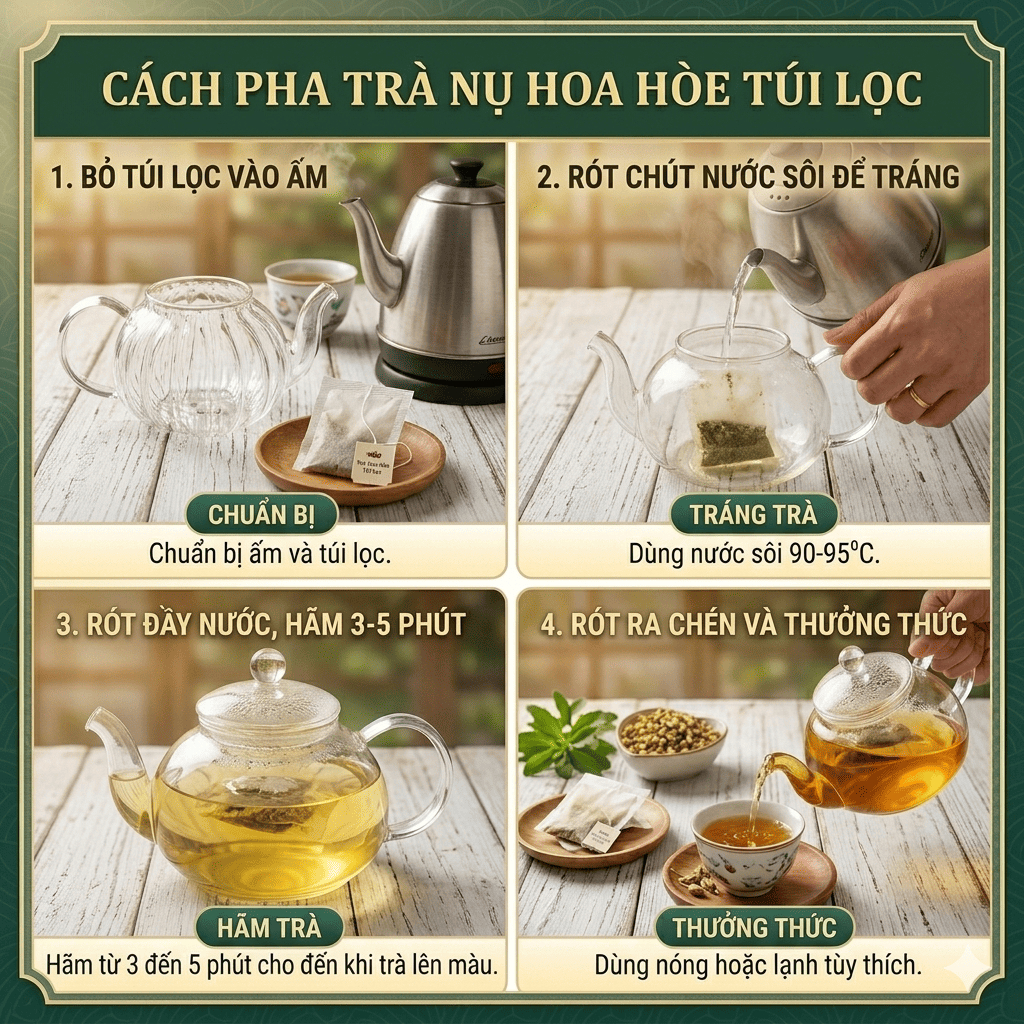 Trà Hoa Hòe Cam Thảo Túi Lọc Cao Cấp Hỗ Trợ Huyết Áp Cao, Thanh Nhiệt, Ngủ Ngon [Hộp 30 Gói]